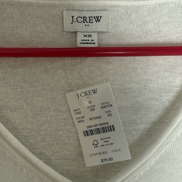 J. Crew Factory Women's NWT V Neck Tunic Sweater Linen Blend White AW729 Sz XS - Picture 3 of 9
